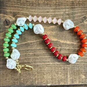 Boho Beaded Faux Pearl Accent Cell Phone Wristlet
